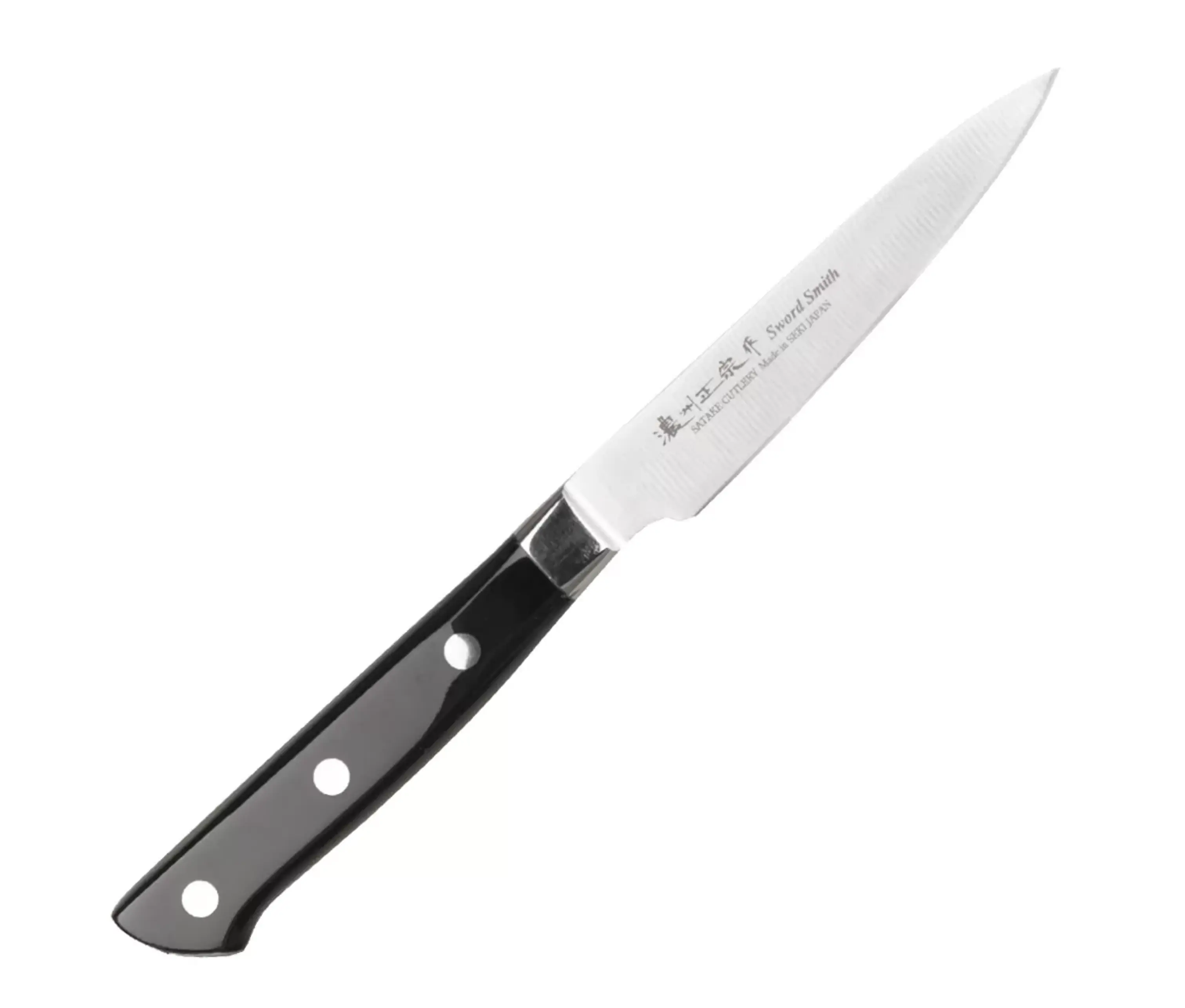 Нож кухонный для Овощей Satake "StainlessBolster" 100мм, сталь DSR1K6-58HRC ручка ABS пластик Япония