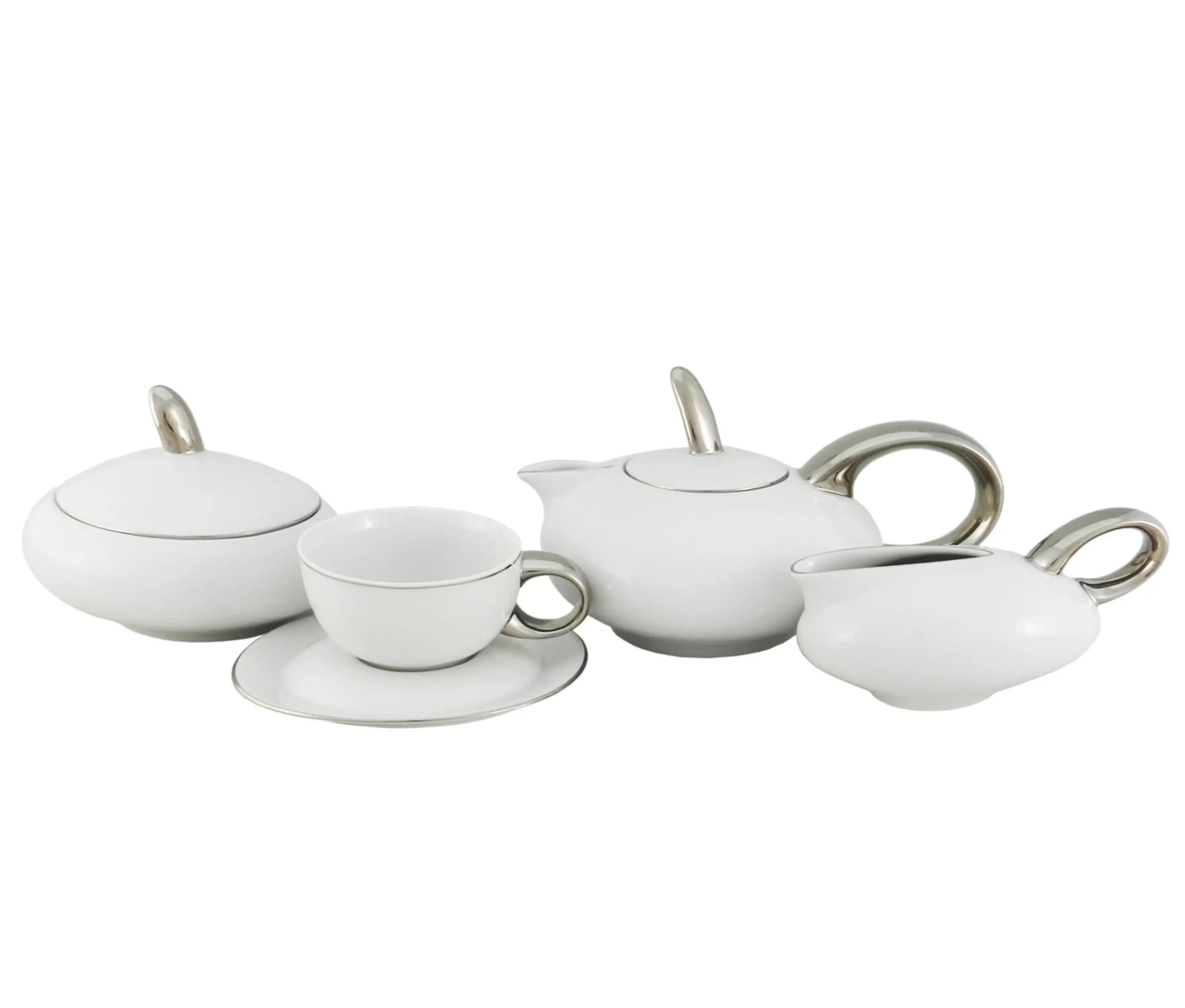 Сервиз чайный 15 предметов ( Чайник 1,15 л. Молочник 0,3 л. Сахарницу 0,4 л. 6 чашек 0,2 л. с блюдцами) фарфор Rudolf Kampf