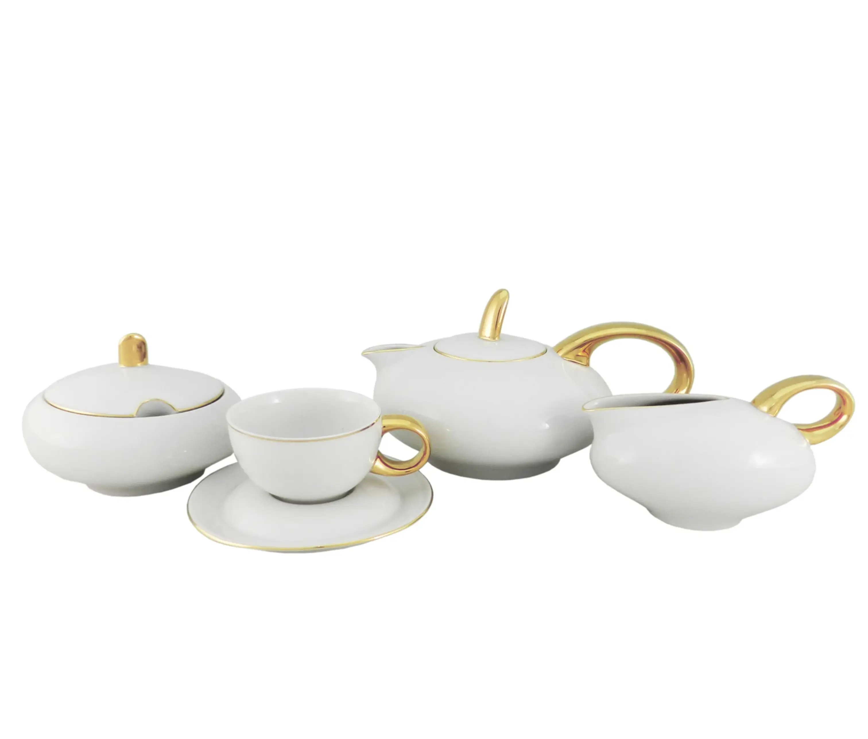 Сервиз чайный 15 предметов ( Чайник 1,15 л. Молочник 0,3 л. Сахарницу 0,4 л. 6 чашек 0,2 л. с блюдцами) фарфор Rudolf Kampf