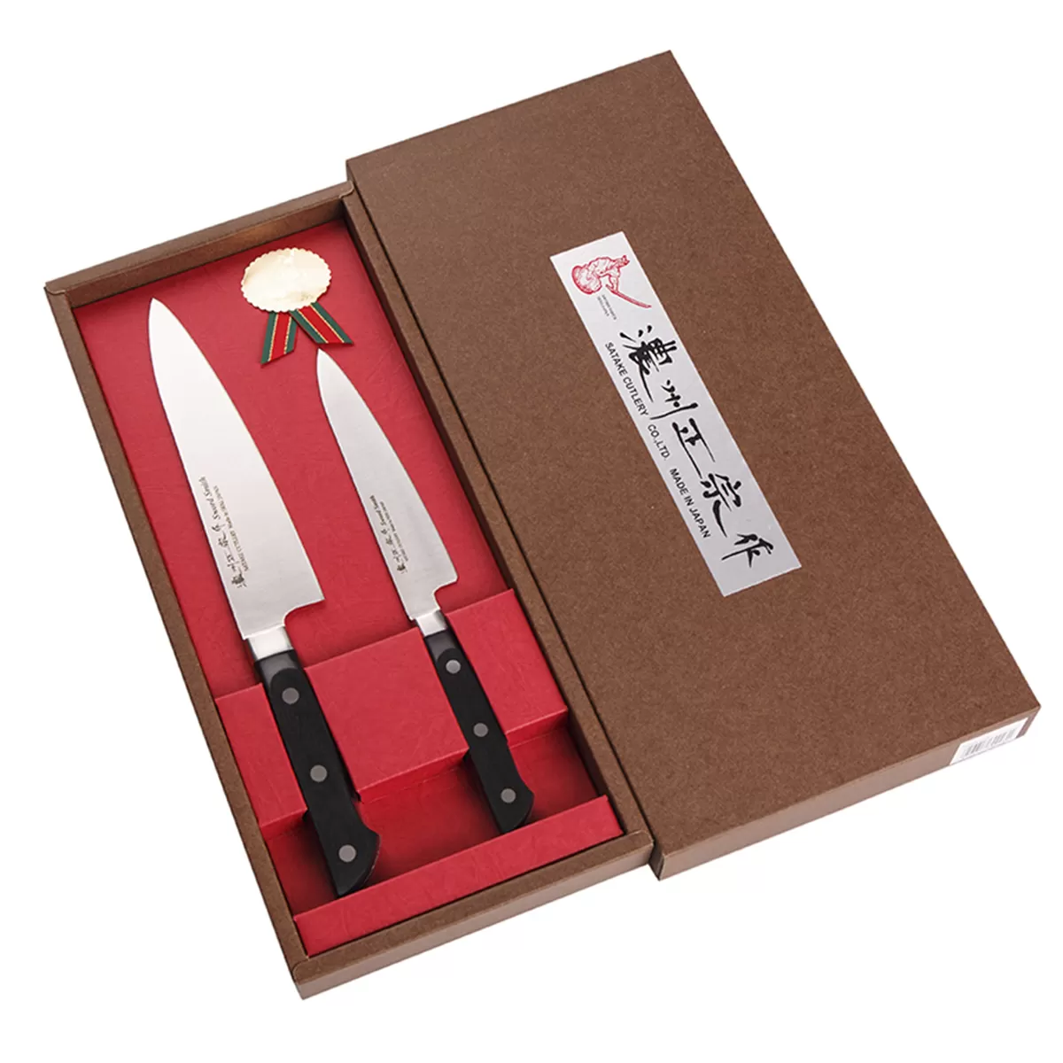Подарочный набор Satake Stainless Bolster из 2 ножей (803-625,803-663), сталь DSR1K6 58HRC ручка ABS пла сталь DSR1K6 58HRC ручка ABS пластик Япония