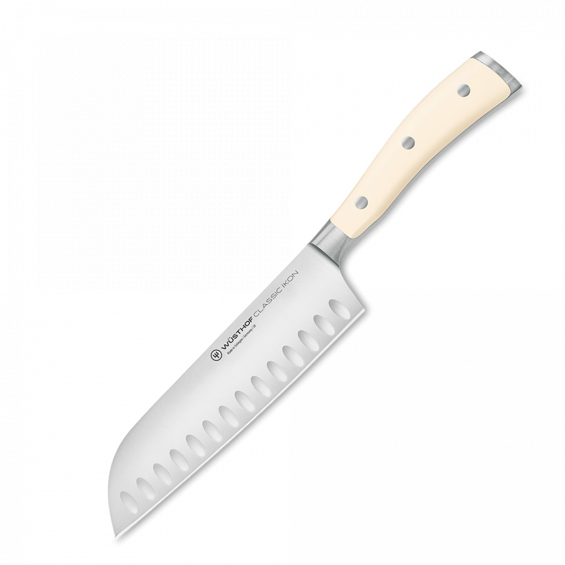 Нож японский "шеф" 17 см. с угл. на кромке Германия "Ikon Cream White" WUESTHOF, Золинген, Германия