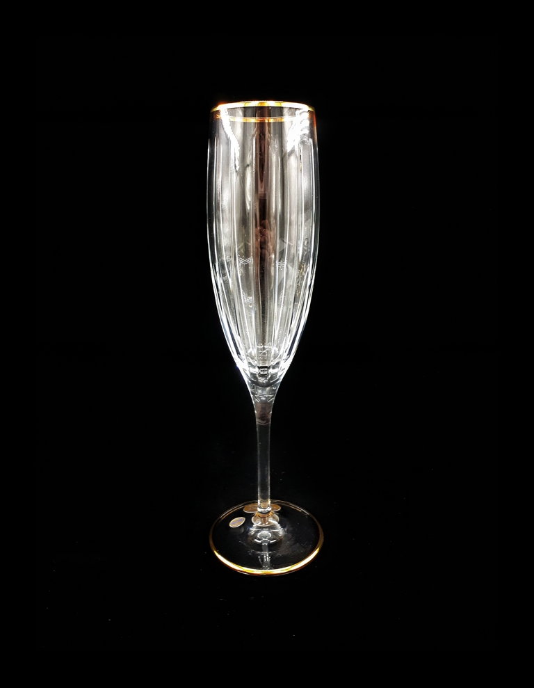 Набор: 6 бокалов для шампанского  0,15л., Серия Пиза золото, 24% хрусталь Италия SAME