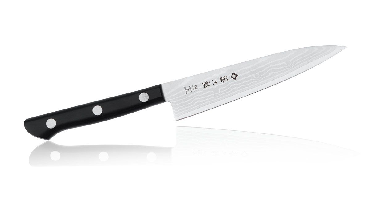 Нож Кухонный универсальный TOJIRO WESTERN 135 мм, сталь VG10, 37 слоев, рукоять стабилизированная древесина