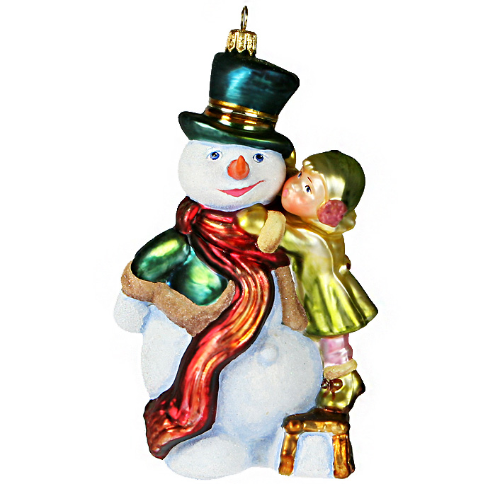 Ёлочная игрушка Одеваем снеговика стекло Komozja Family