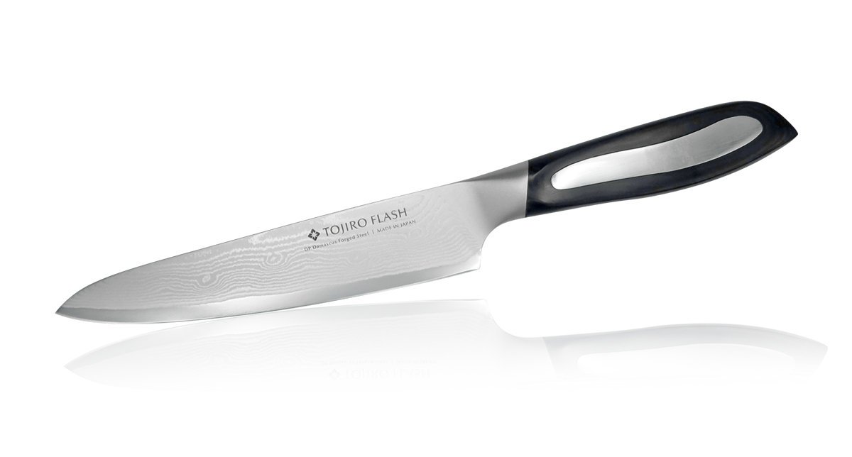 Нож Кухонный Универсальный TOJIRO Flash 150 мм, сталь VG10, 63 слоя, рукоять микарта, заточка #10000