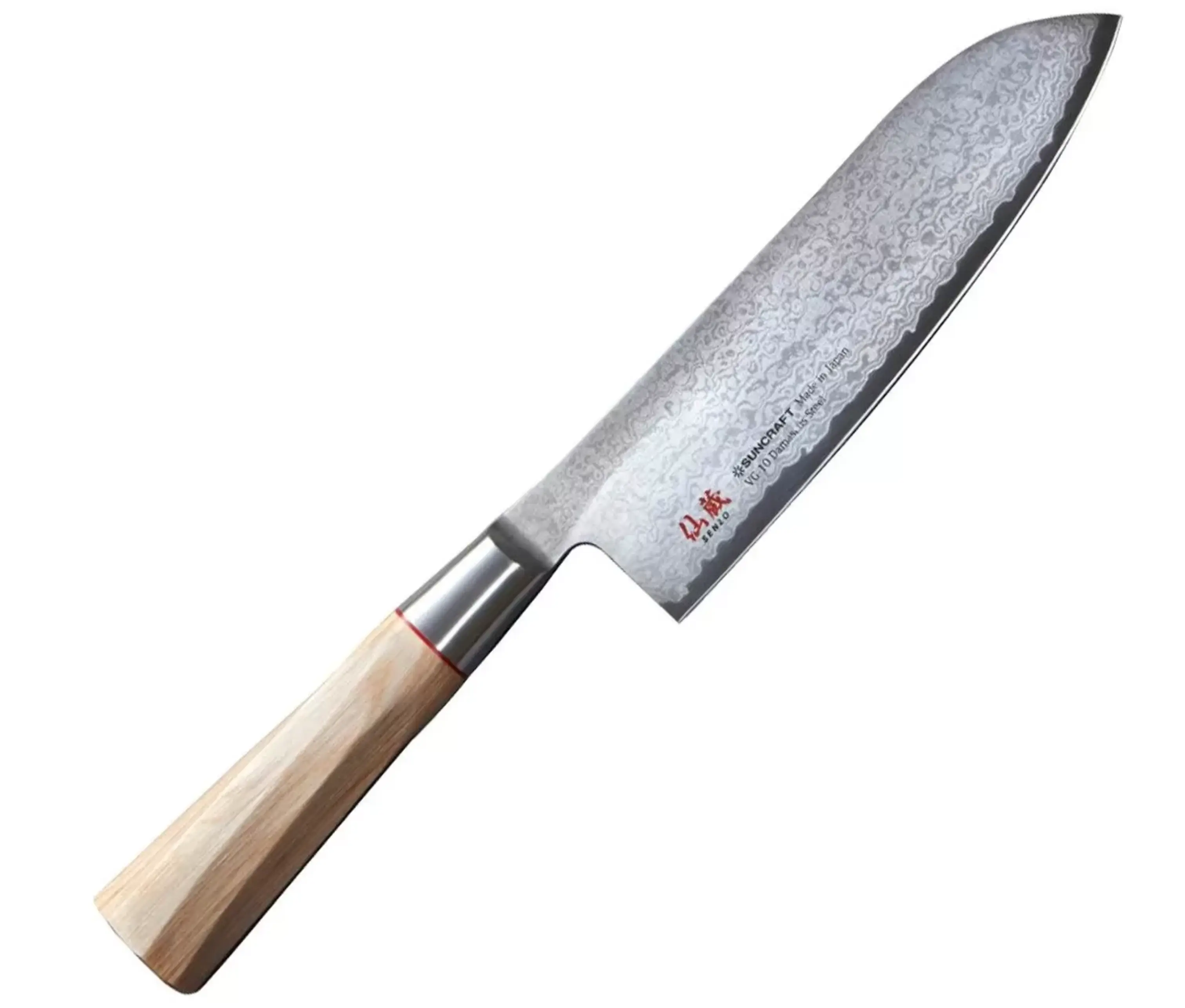 Нож кухонный Сантоку 167 мм, SUNСRAFT (Senzo Twisted Octagon) сталь VG-10 61-62 HRC Япония