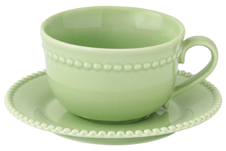 Чашка с блюдцем 0.25л (зелёный) "Tiffany" без инд.упаковки. фарфор Easy Life