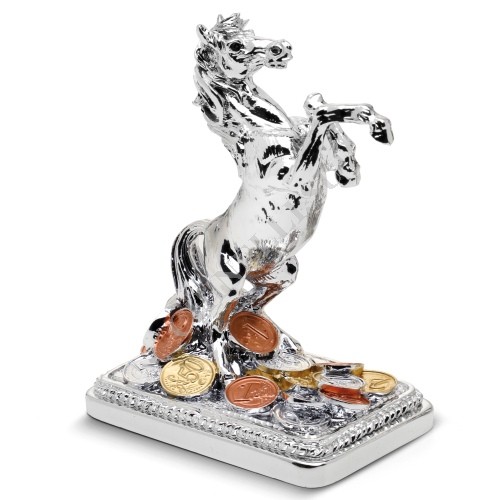 Статуэтка "Лошадь" с монетами 12 см.  Chinelli Италия (полистоун+посеребрение).